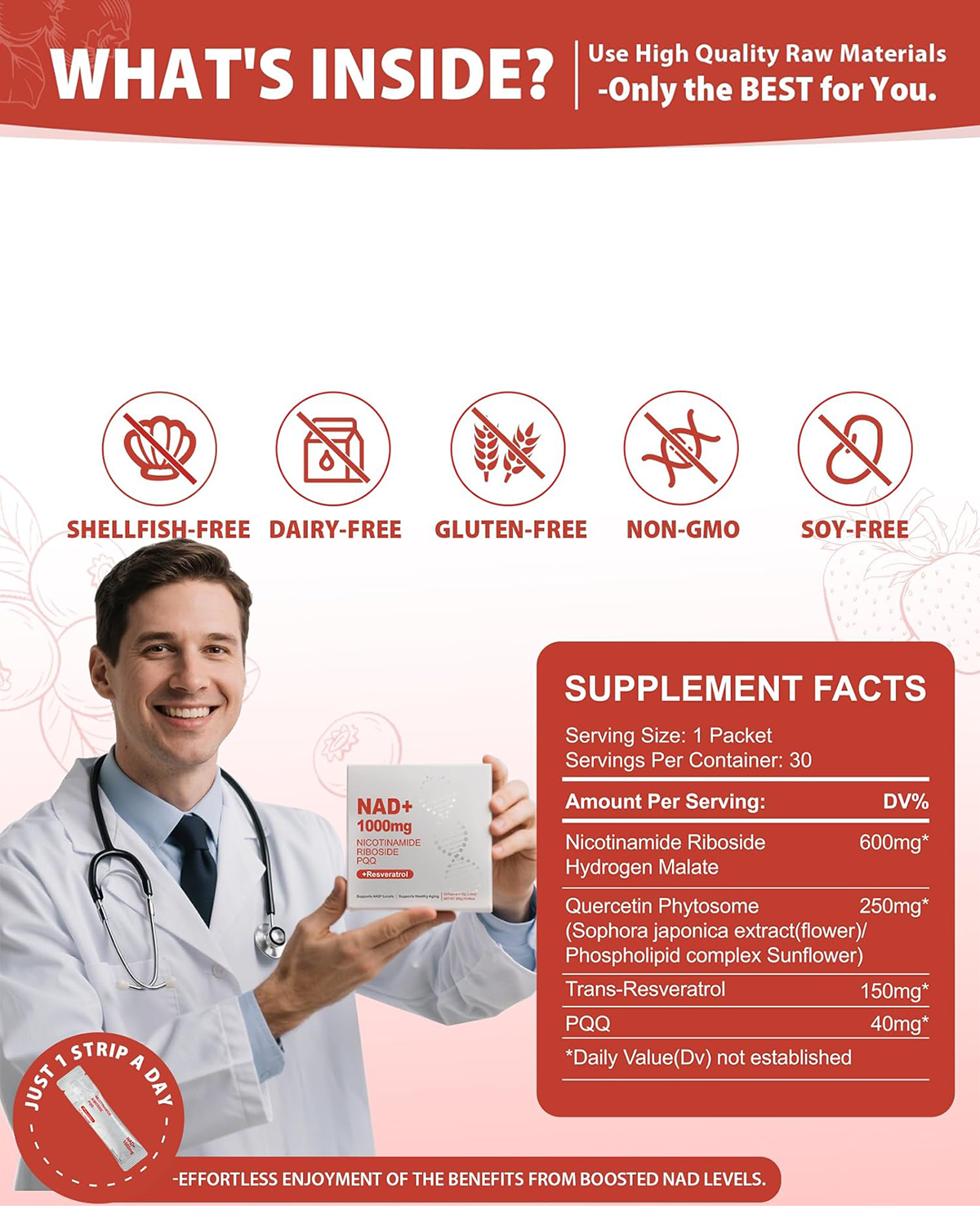 1000mg NAD+ Liquid Supplement with Nicotinamide Riboside, Resveratrol & PQQ