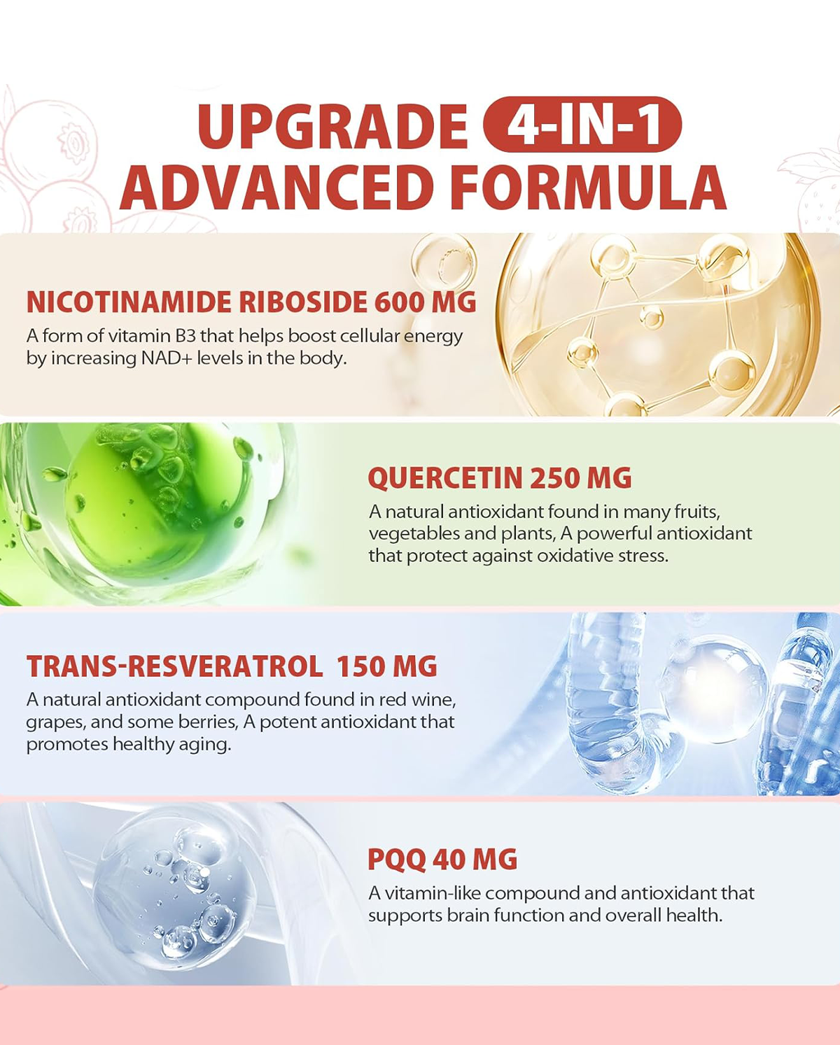 1000mg NAD+ Liquid Supplement with Nicotinamide Riboside, Resveratrol & PQQ