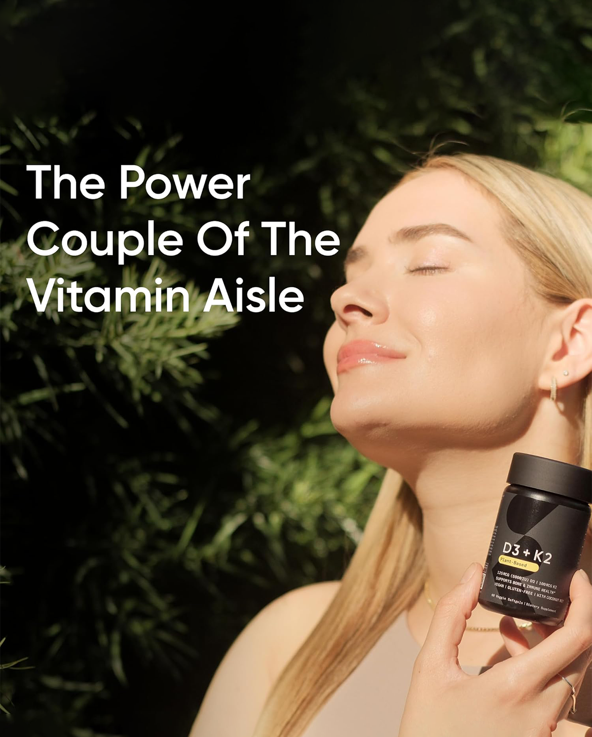 Vitamin D3 + K2 Vegan Softgel Capsules – Supports Bone & Immune Function