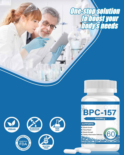 BPC-157 Peptide Capsules 1000mcg – Supports Muscle Recovery, Tissue Repair & Strength