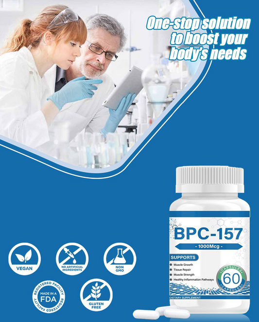BPC-157 Peptide Capsules 1000mcg – Supports Muscle Recovery, Tissue Repair & Strength