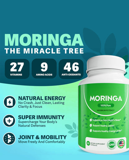 Moringa Capsules – Pure Moringa Leaf Powder for Daily Wellness & Vitality