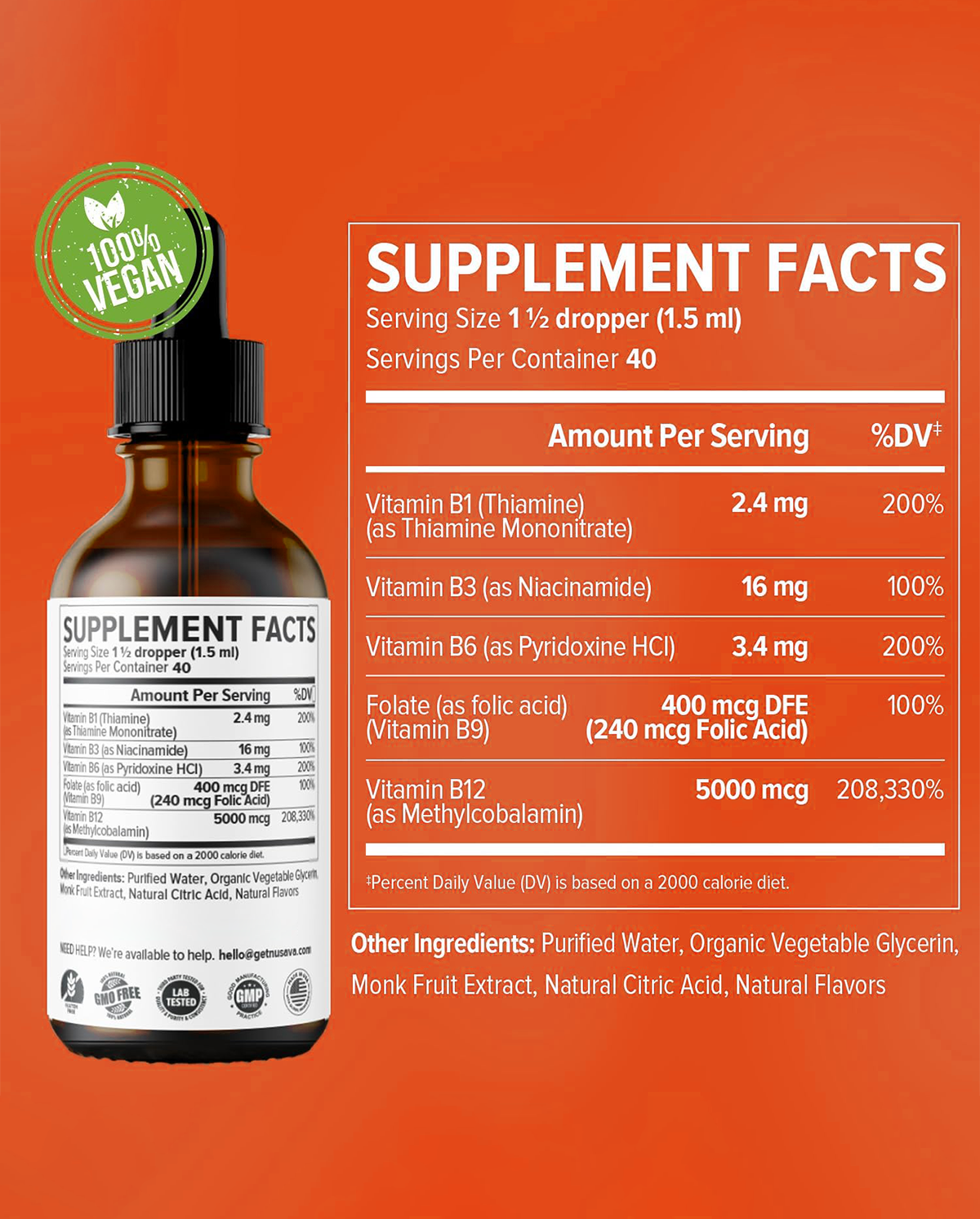 Vitamin B12, B6 & B1 Drops – Raspberry Flavor Liquid Supplement