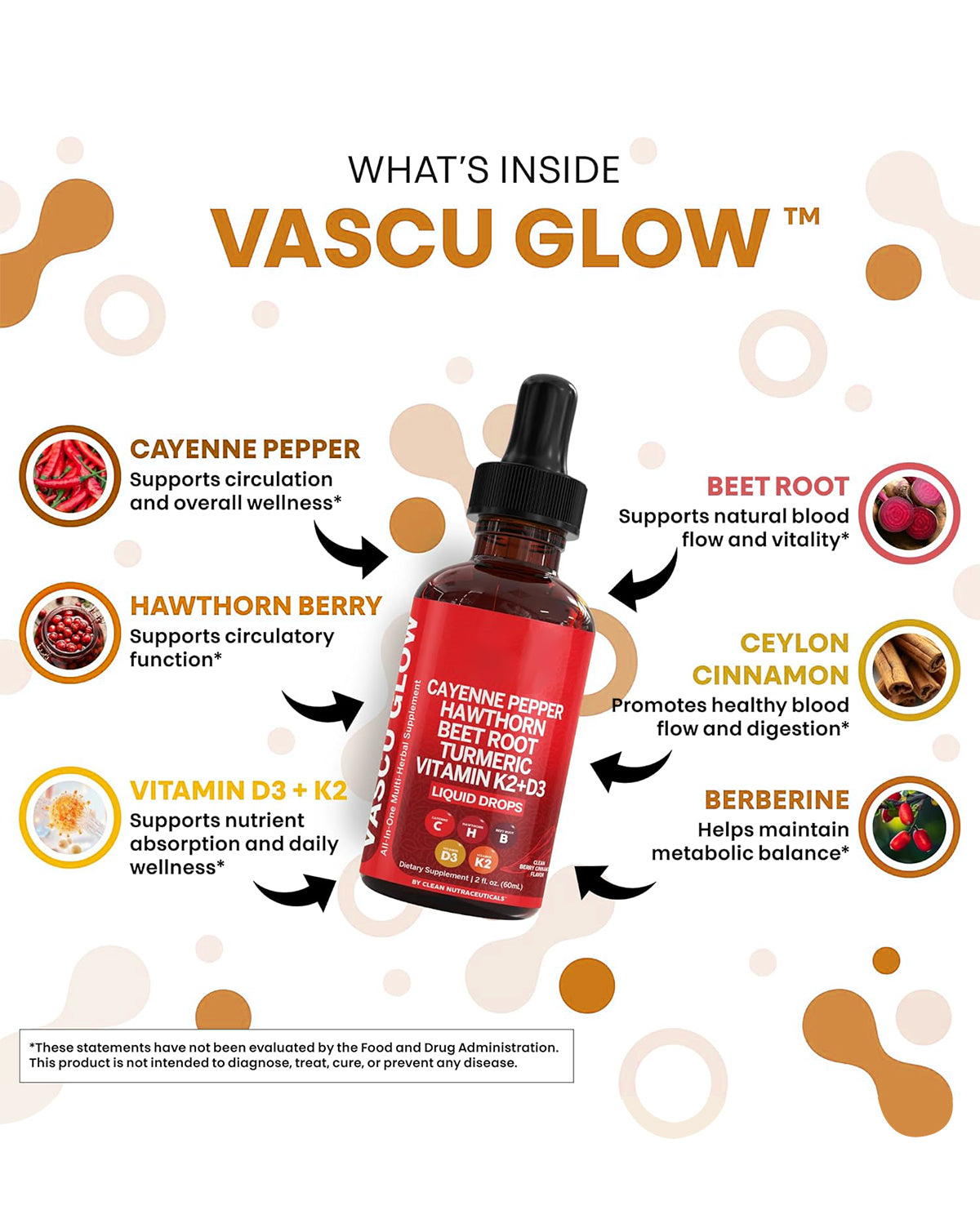 Clean Nutra Cayenne Pepper Drops – Vascu Glow Liquid Supplement for Circulation, Heart, and Daily Wellness