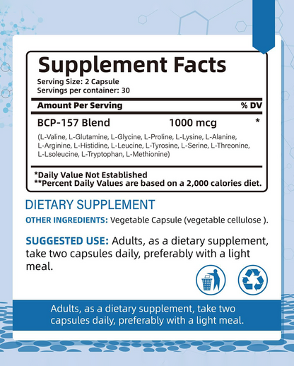 BPC-157 Peptide Capsules 1000mcg – Supports Muscle Recovery, Tissue Repair & Strength