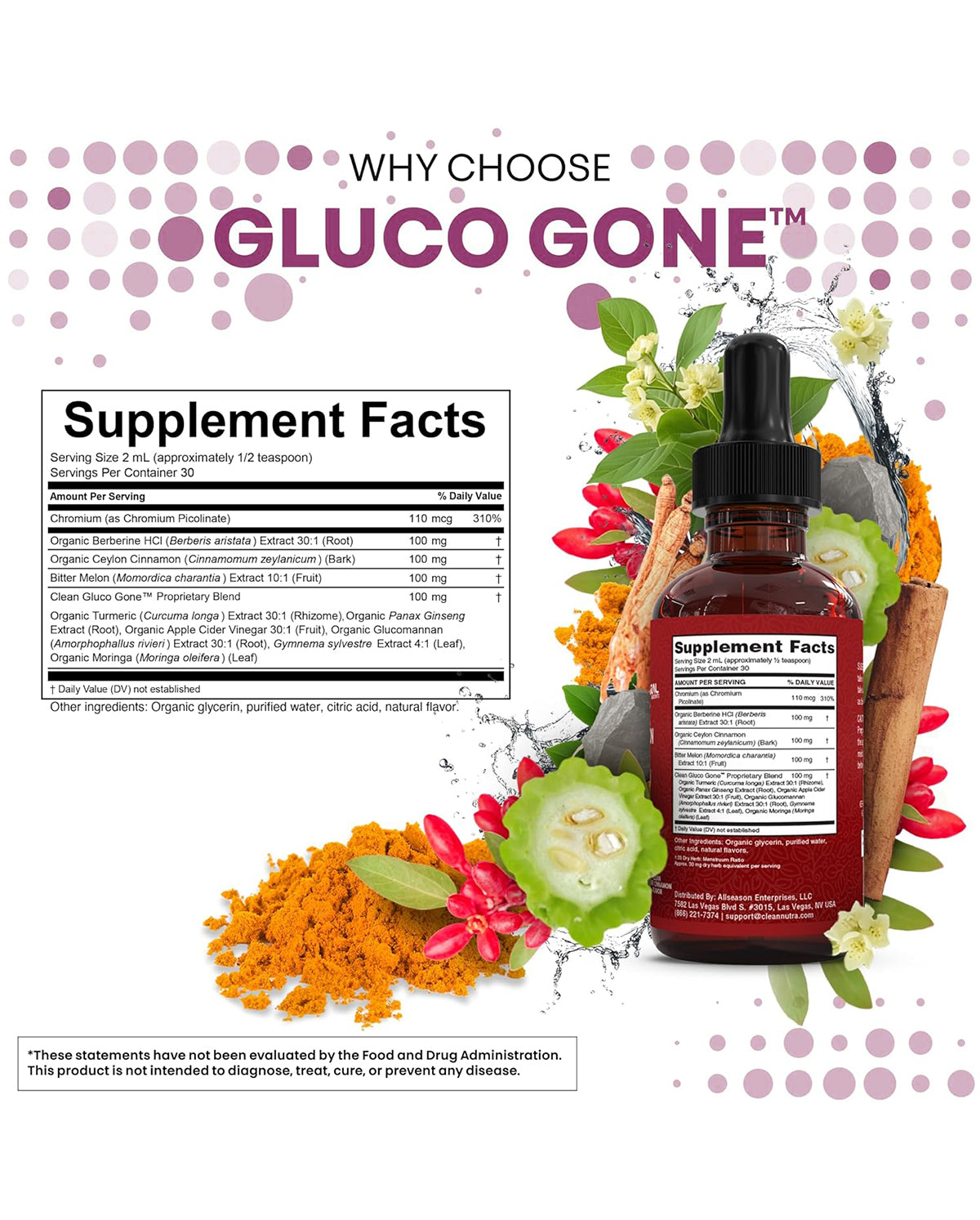 Clean Nutra Berberine with Ceylon Cinnamon Supplement Liquid Drops – GLP-1 & Metabolic Support