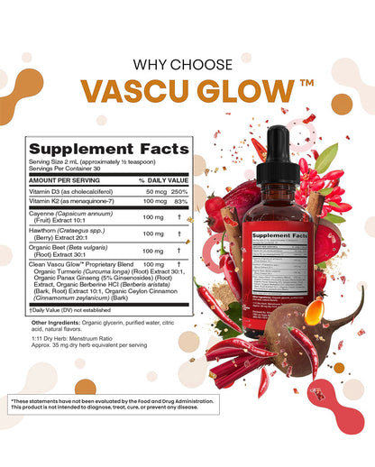 Clean Nutra Cayenne Pepper Drops – Vascu Glow Liquid Supplement for Circulation, Heart, and Daily Wellness