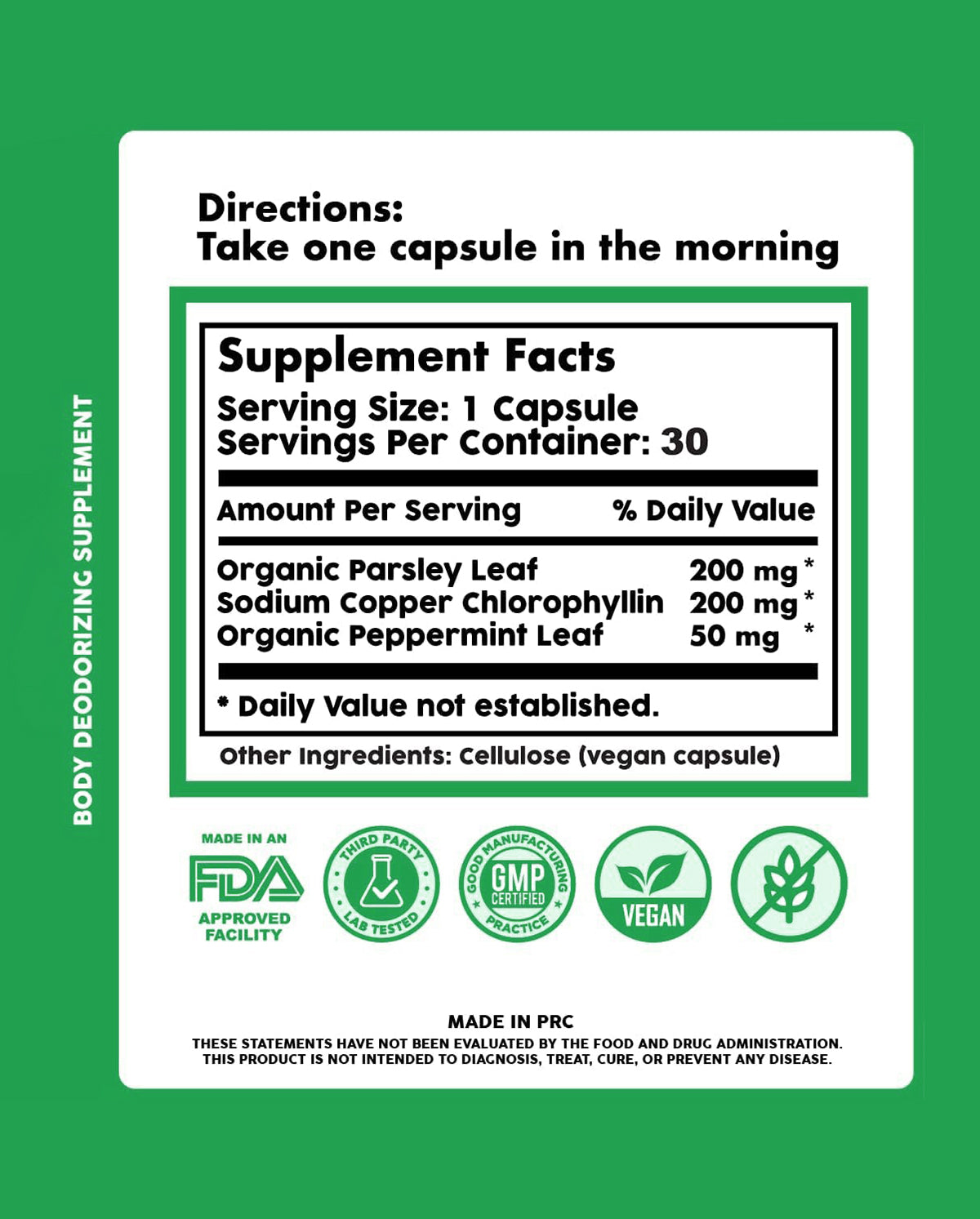 Internal Deodorant Supplement – Chlorophyll & Natural Botanicals for Daily Wellness