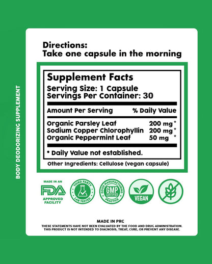 Internal Deodorant Supplement – Chlorophyll & Natural Botanicals for Daily Wellness