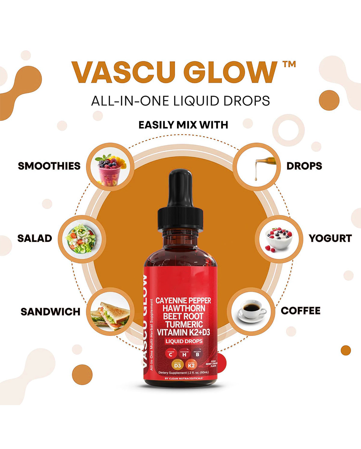 Clean Nutra Cayenne Pepper Drops – Vascu Glow Liquid Supplement for Circulation, Heart, and Daily Wellness