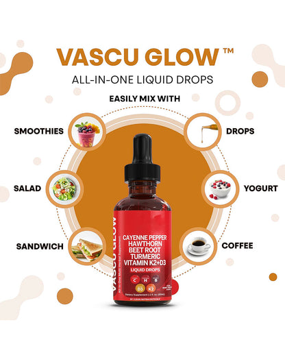 Clean Nutra Cayenne Pepper Drops – Vascu Glow Liquid Supplement for Circulation, Heart, and Daily Wellness