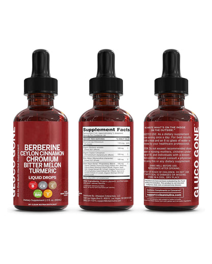 Clean Nutra Berberine with Ceylon Cinnamon Supplement Liquid Drops – GLP-1 & Metabolic Support